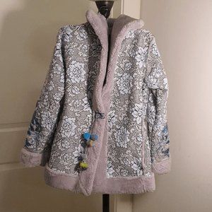 JOHNNYWAS BIYA SZ S QUARDA EMBROIDERED JACKET JACQUARD COAT FAUX FUR